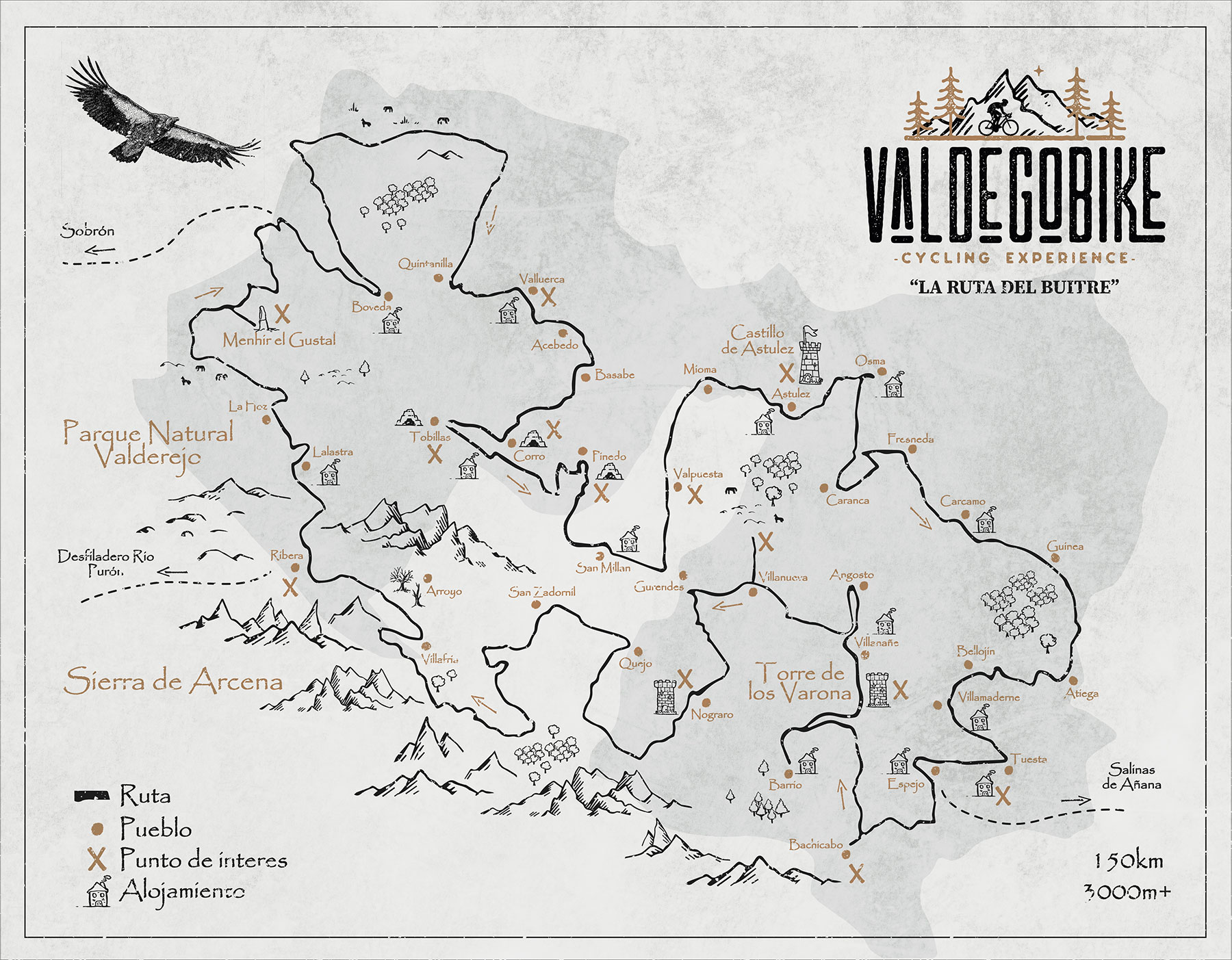 Mapa de la ruta en bici de la Ruta del Buitre